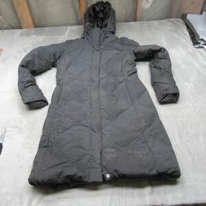 North Face Down Jacket Womens Small Gray Miss Metro Parka Hooded Long Puffer